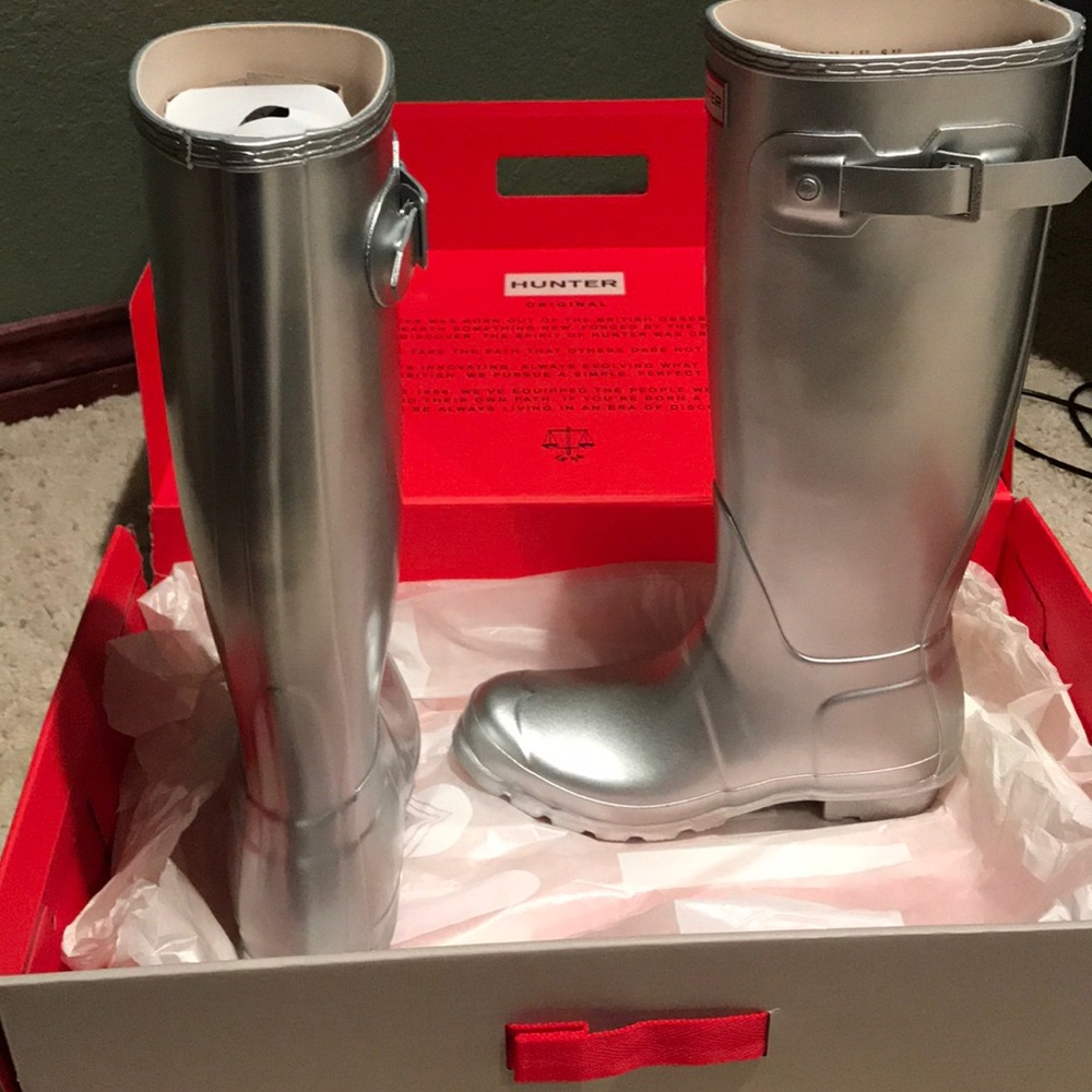 Hunter original tall boots size 7. silver-NIB - Picture 3 of 5